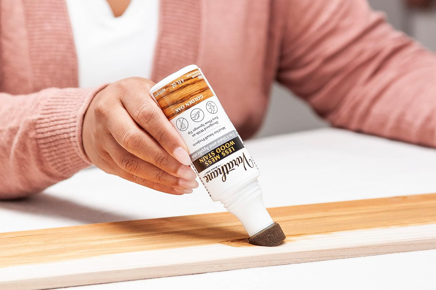 368035-4PK Less Mess Wood Stain and Applicator, 4 Oz, Golden Oak, 4