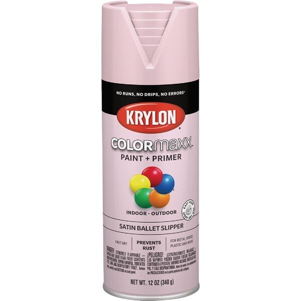 (6)-Krylon ColorMaxx 12 Oz. Satin Int/Ext Spray Paint, Ballet Slipper K05556007