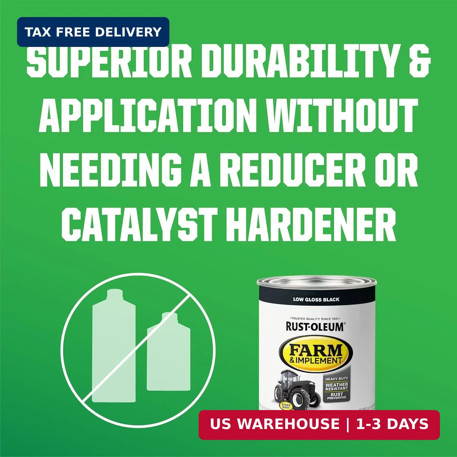 Rust-Oleum 280107-2PK Farm & Implement Enamel Paint, Quart, Low Gloss Black, 0.2