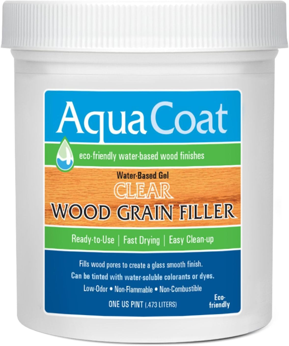 Aqua Coat Water-Based Clear Wood Grain Filler Gel, Fast-Drying, Low Odor, Low VO