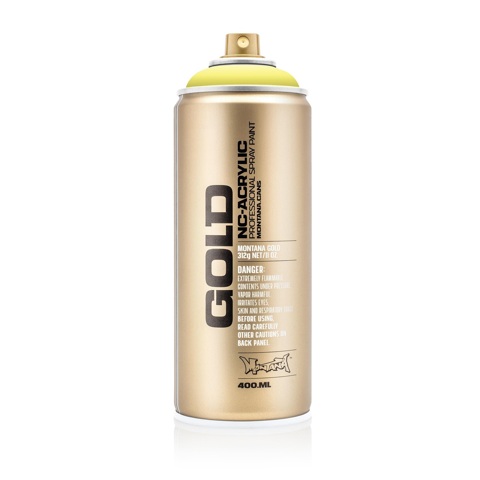 Montana Cans Gold Spray Paint Semi Gloss Versatile Fast Drying 25 Sq Ft Coverage