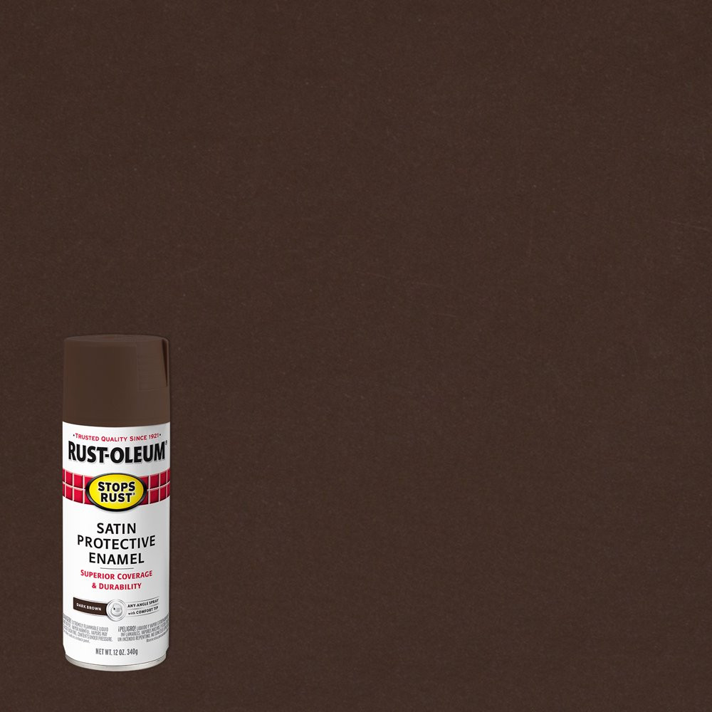 Stops Rust Satin Protective Enamel Dark Brown Spray Paint In/Outdoor 12 Oz