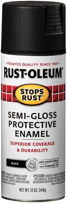 Rust-Oleum 7798830-6PK Stops Rust Spray Paint, 12 oz, Semi-Gloss Black, 6 Pack