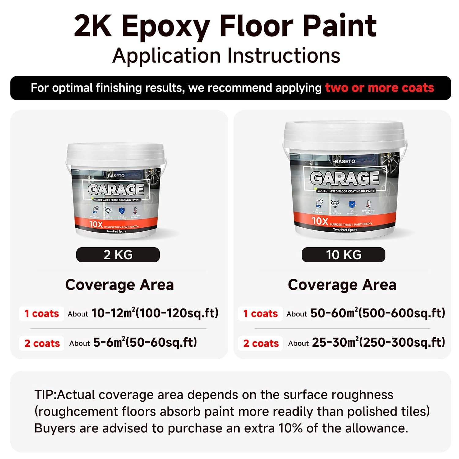 Garage Floor Epoxy Kit, 2K Epoxy Floor Paint with Tools, Epoxy Coating for Concr