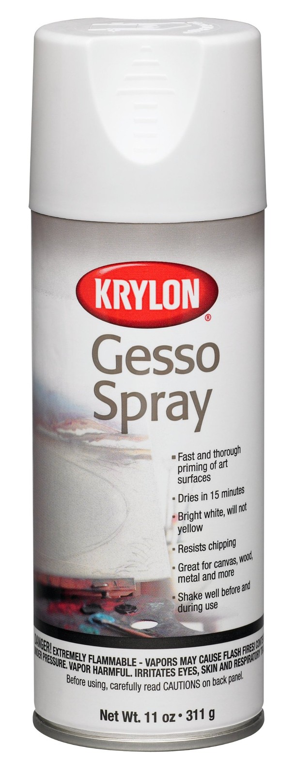 Gesso Spray Paint Primer, 11 oz, Bright White