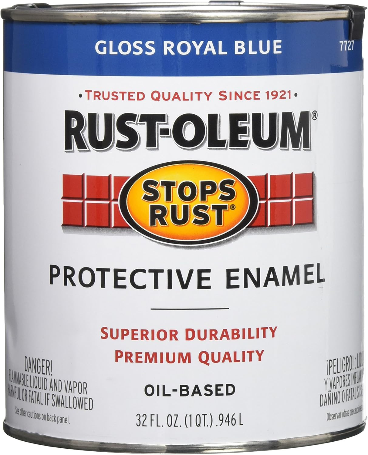 Rust-Oleum Gloss Royal Blue Brush-On Paint Quart Stops Rust Protective Enamel