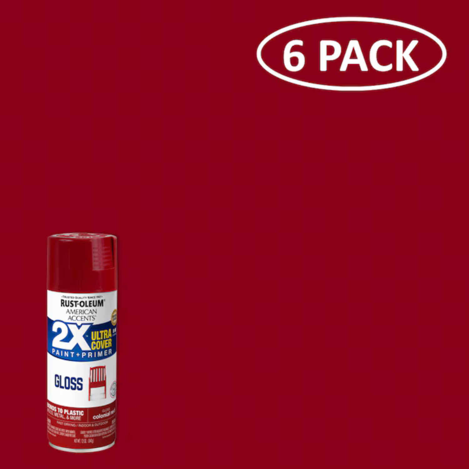 (6 PACK) American Accents 2X Ultra Cover Gloss Spray Paint, 12 oz, MultiColor