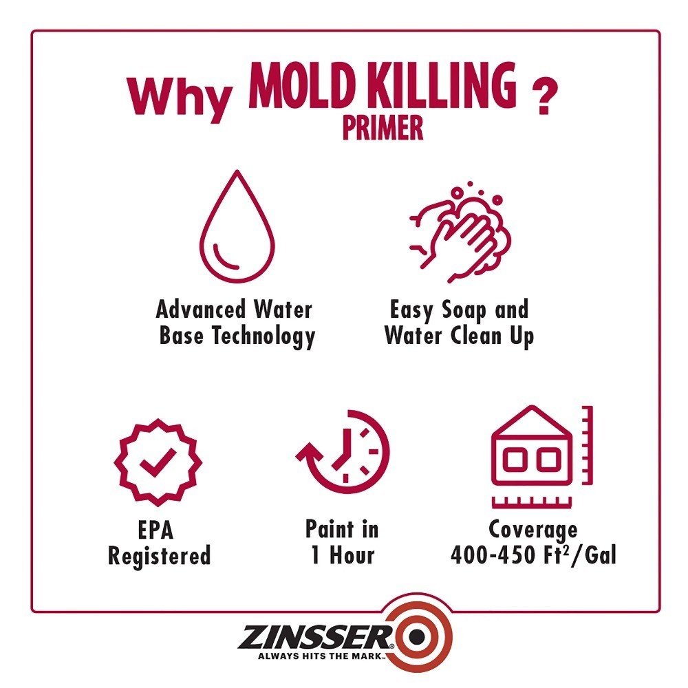 White Killing Primer, 1 Quart, Interior/Exterior Stain Blocking Sealer