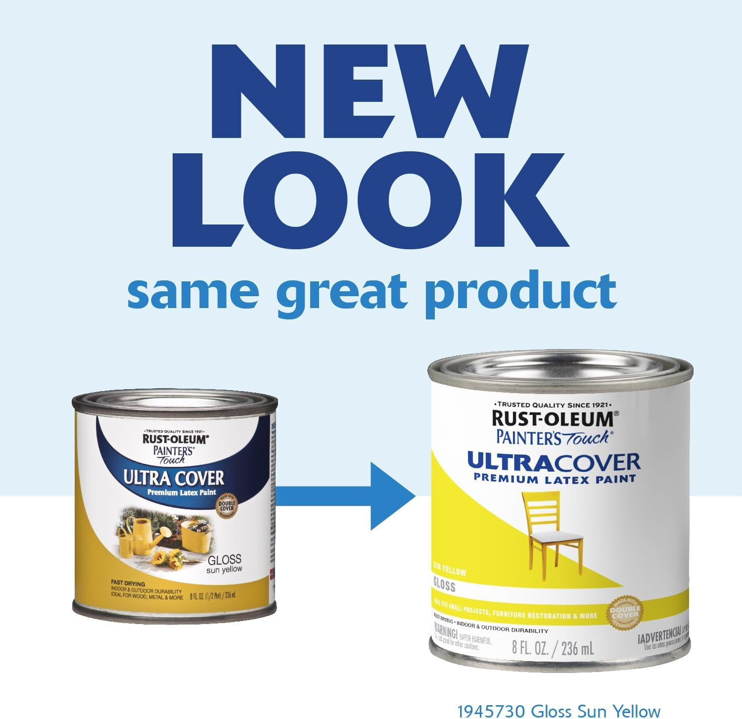 Rust-Oleum 1945730 Painter’S Touch Latex Paint, Half Pint, Gloss Sun Yellow, 8 F