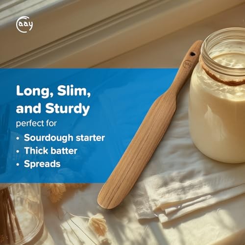 – The Original Since 2018 | Handmade Teak Spatula for Sourdough Skinny Spurtle