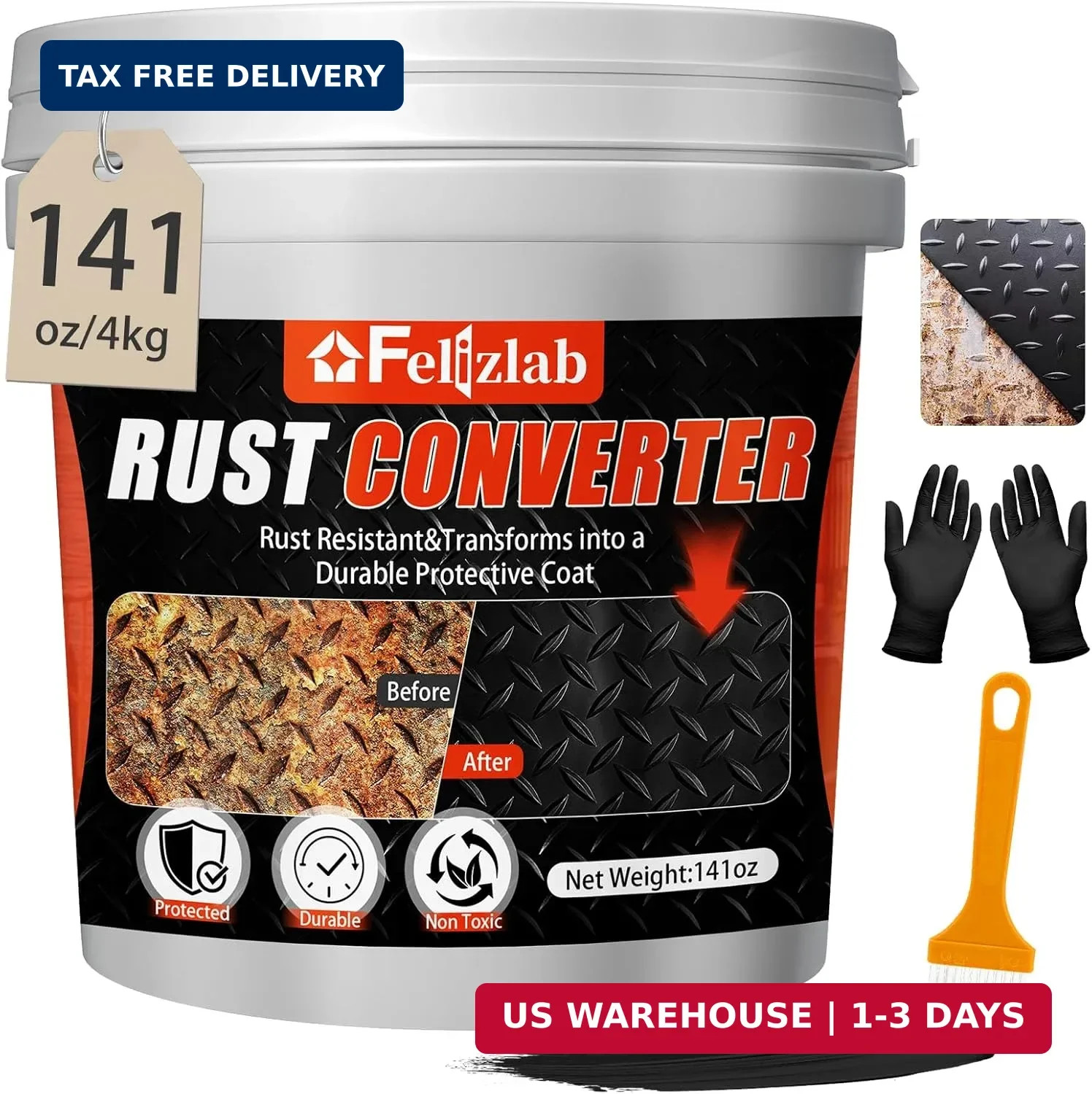 2-in-1 Rust Converter & Metal Primer, 141oz Rust Reformer Paint for Metal, Autom