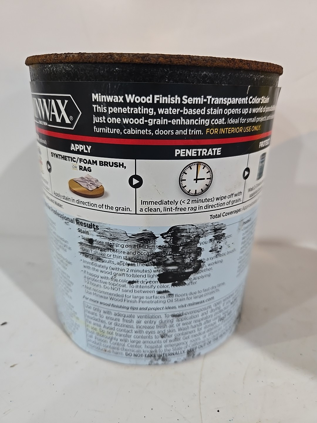 Minwax True Black # 274 Wood Finish Water-Based Semi-Transparent Stain 1 Quart