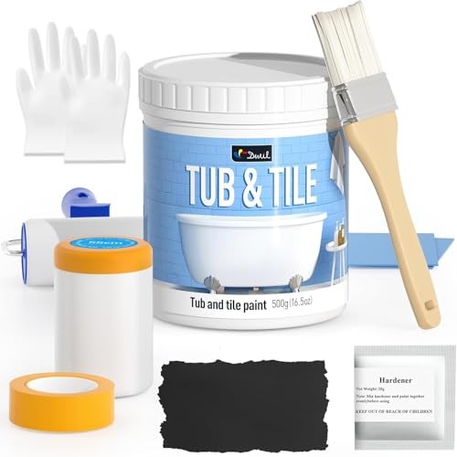 DWIL Tile Paint Kit – Semi-Gloss Black Bathtub & Sink Refinishing Paint 25-30sqf