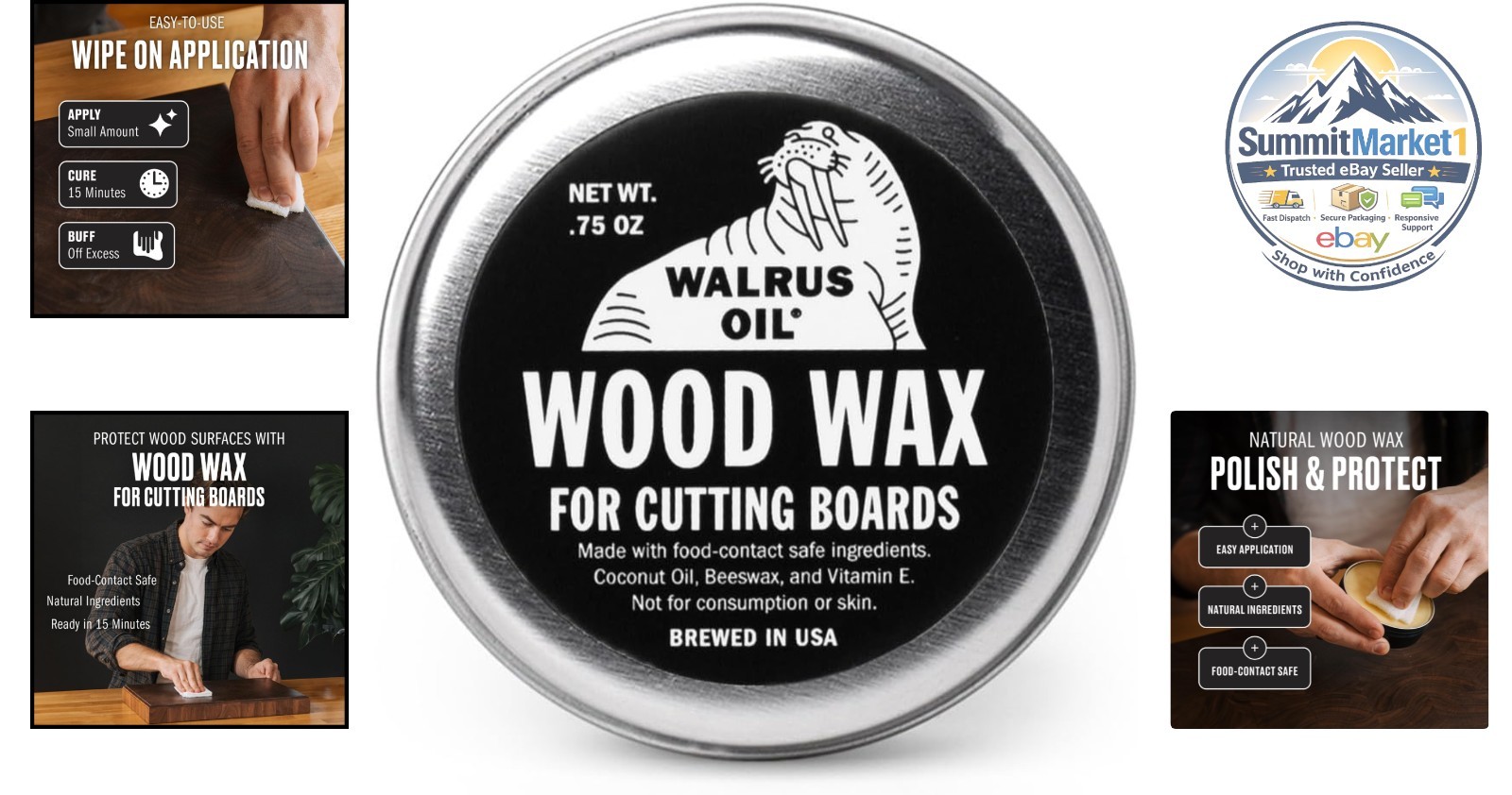 Wood Wax 0.75 oz Can Food-Safe Cutting Board Wax