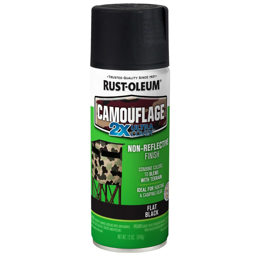 Black, Rust-Oleum Camouflage 2X Ultra Cover Spray Paint, 12 Ounce, Free Shipping