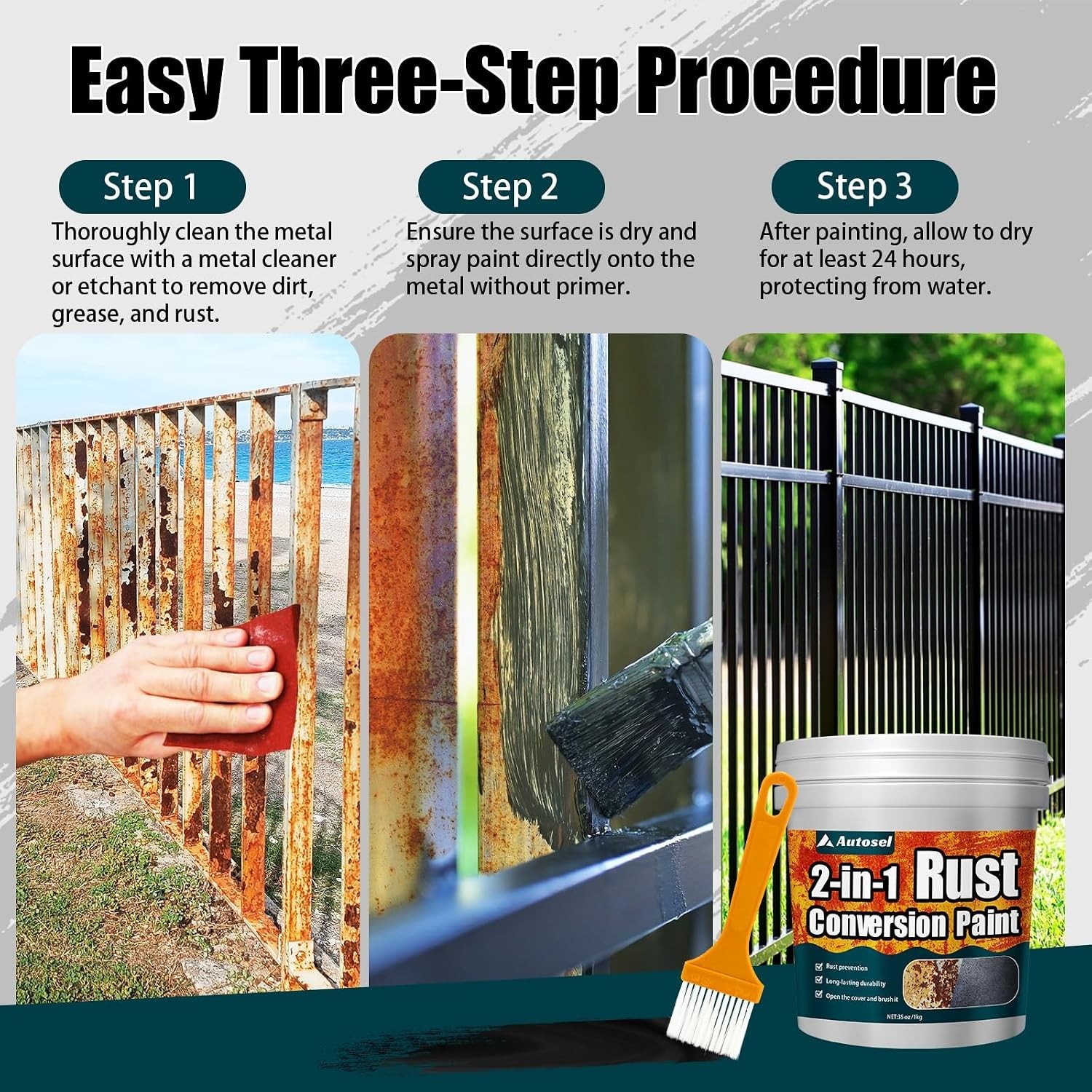 Multi-Surface Rust Converter Paint – 35 oz Fast-Drying Metal Primer & Inhibitor