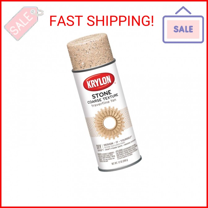 Krylon Coarse Stone Textured Finish, Travertine Tan, 12 oz