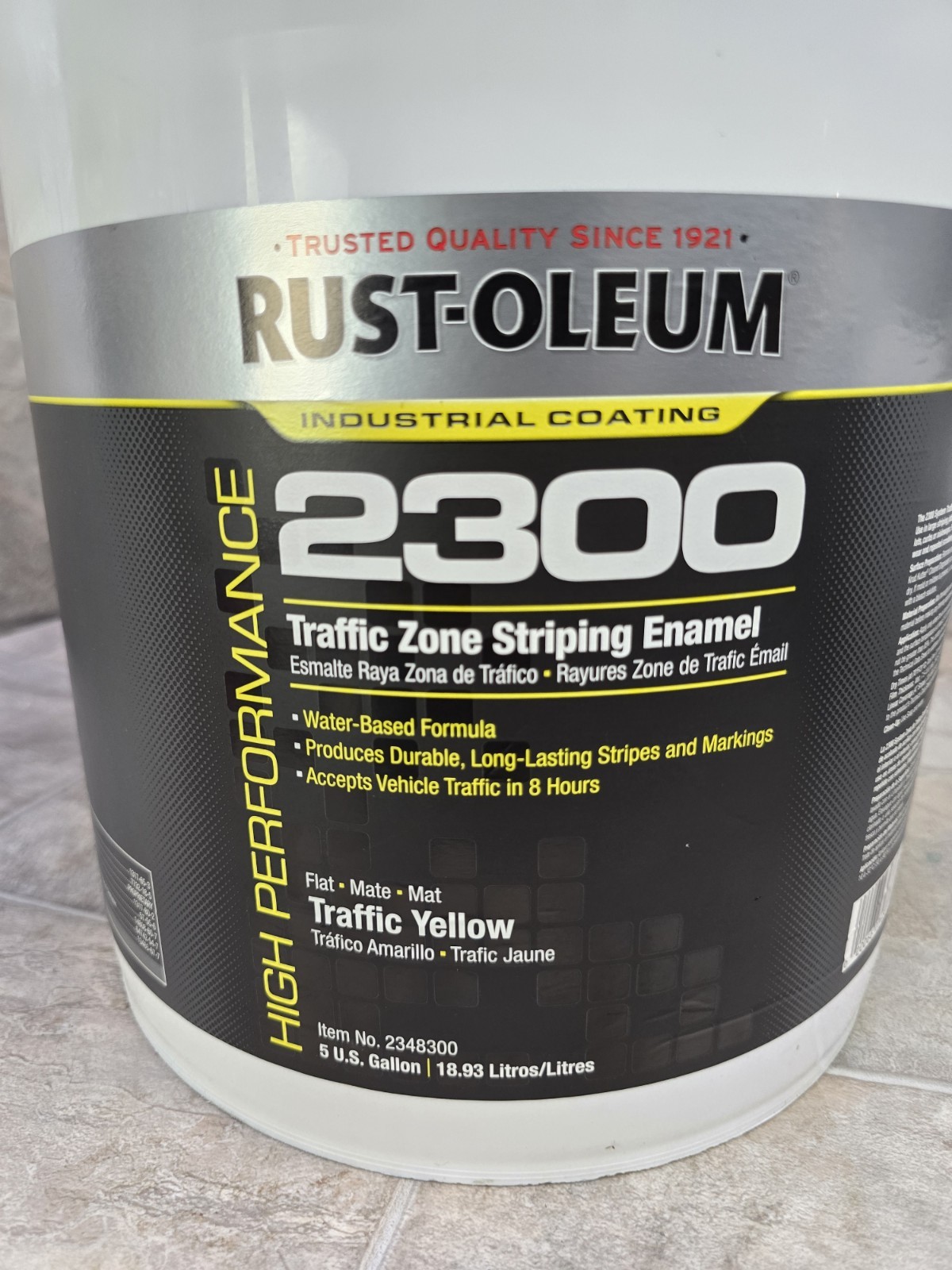 Rust-Oleum 2348300 Traffic Zone Striping Paint, 5 Gal., Yellow, Water -Based