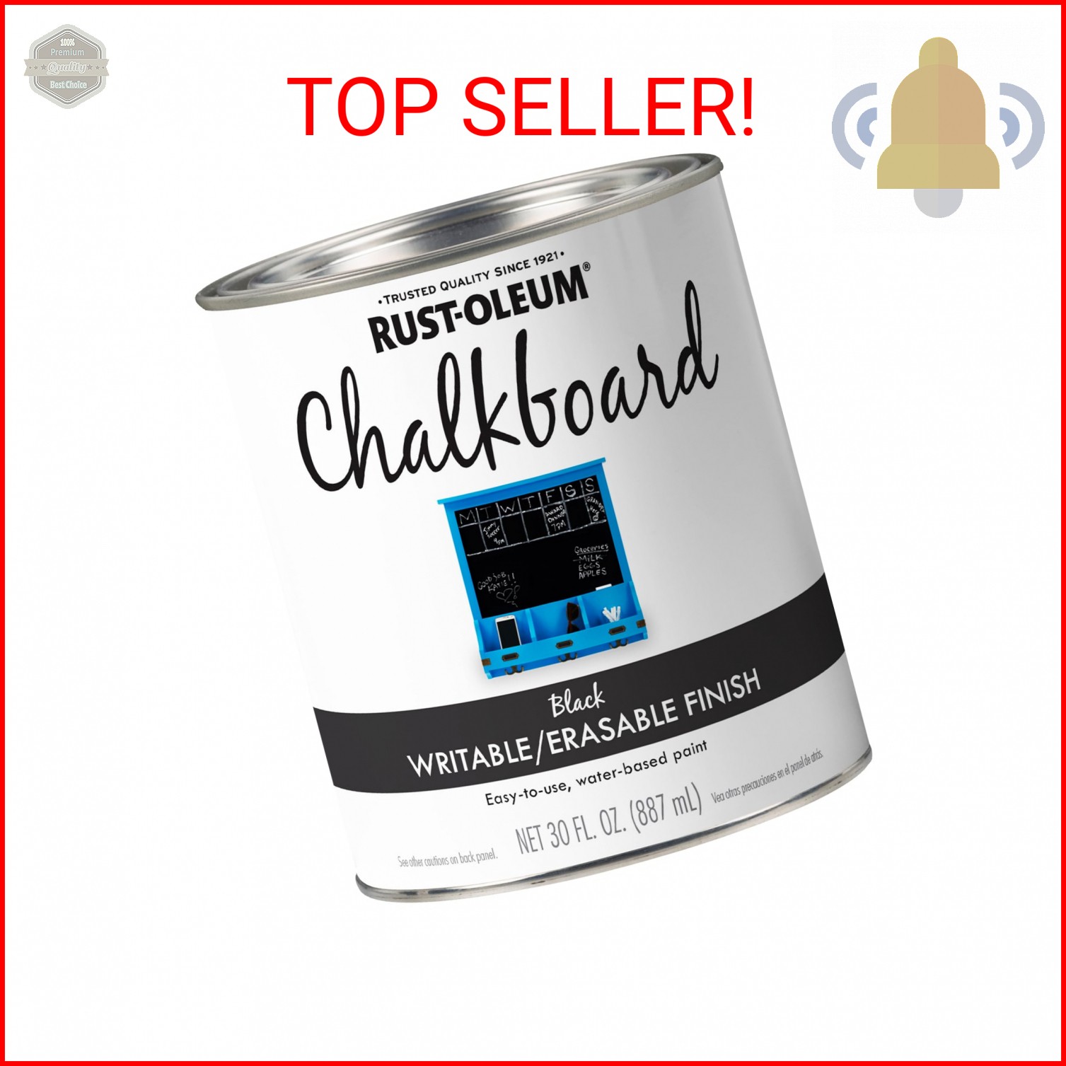Rust-Oleum 206540 Chalkboard Brush-On Paint, 30 oz, Black