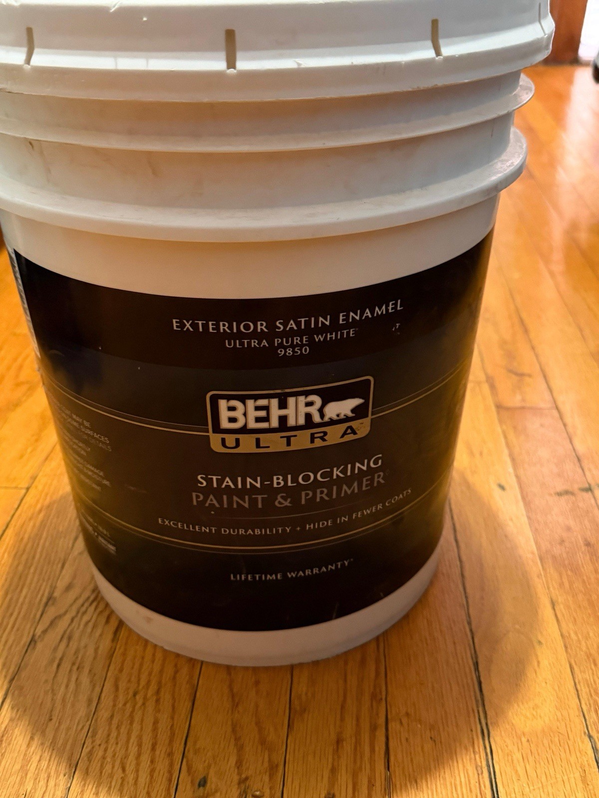 Behr Premium Plus 5 Gal. Extra Pure White Flat Exterior Paint & Primer