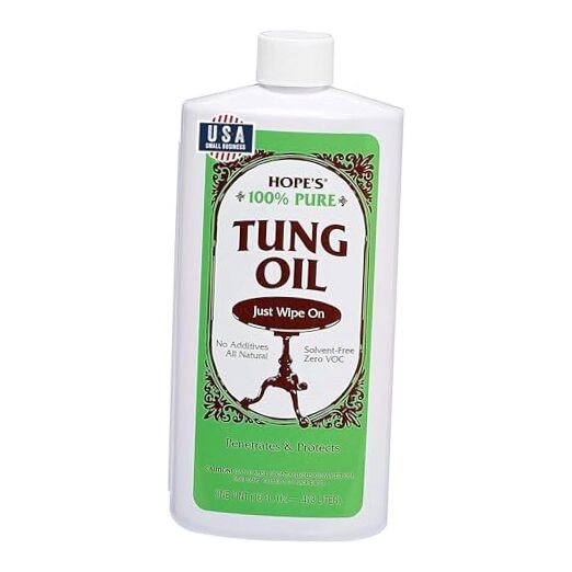 100% Pure Tung Oil, Food Safe, Premium Waterproof Natural Wood One, 16 Fl Oz