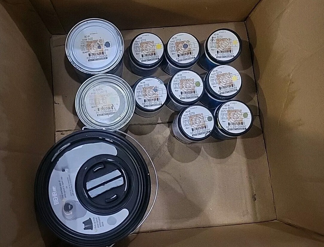 Lot of 11 Behr, PPG & Glidden Paint Satin Sheen Color Samples Read