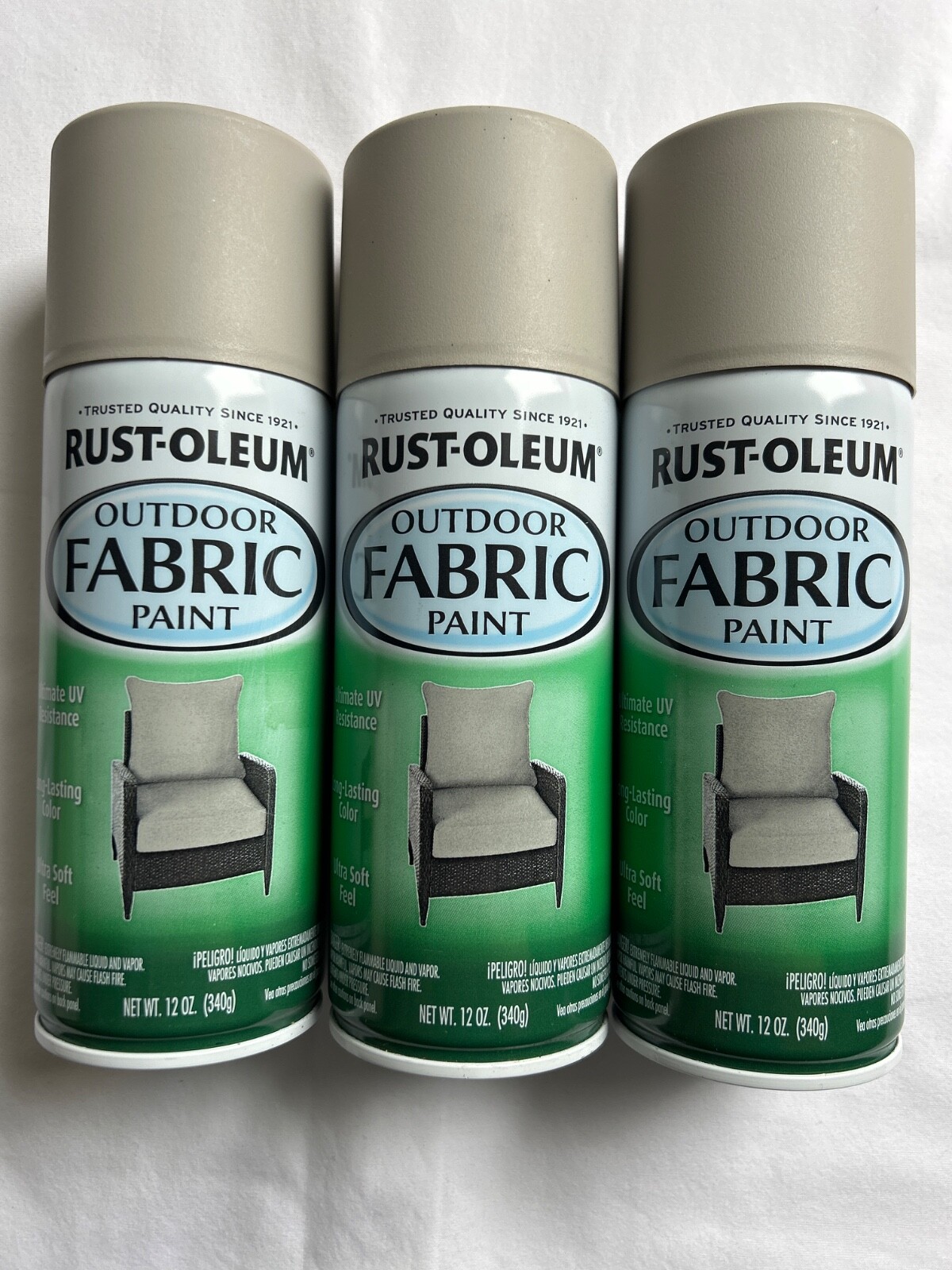 Rust-Oleum 358839 Outdoor Fabric Paint MEDIUM GRAY 12oz (3 Pack) New