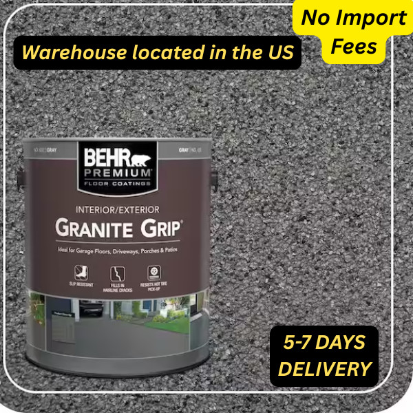 Behr 65001 Non-Slip Concrete Floor Gray Paint – 1 Gallon