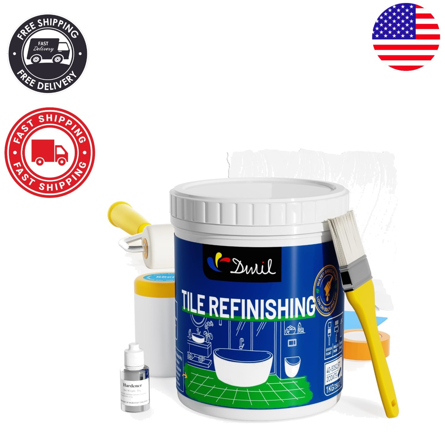 Transform Your Bathtub with Low Odor Water-Based Tub Paint – 35oz Refurbish Kit