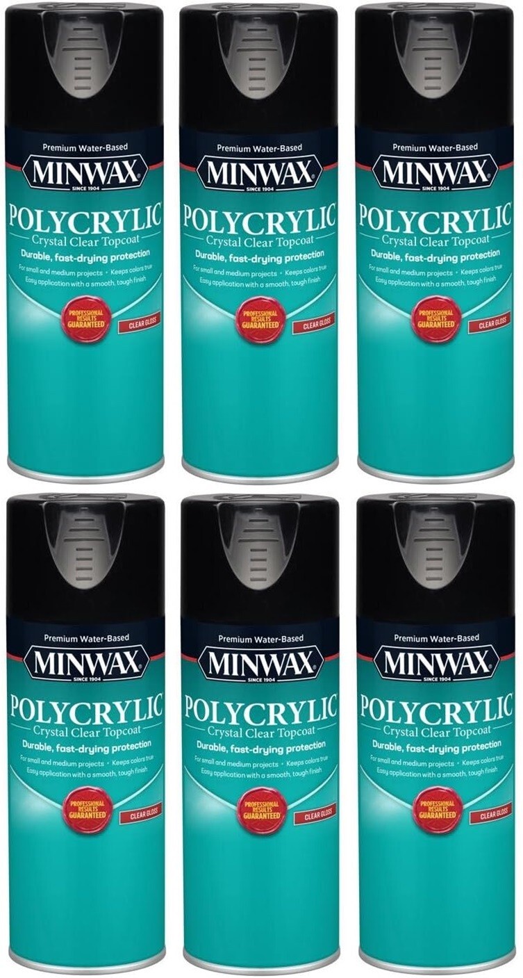 Minwax 35555 11.5 oz Water Based Clear Gloss Polycrylic Spray – Pack of 6