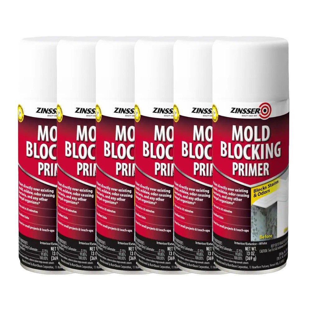 Zinsser Mold Blocking Interior/Exterior Primer, Blocks Stains & Odors – 6 Pack