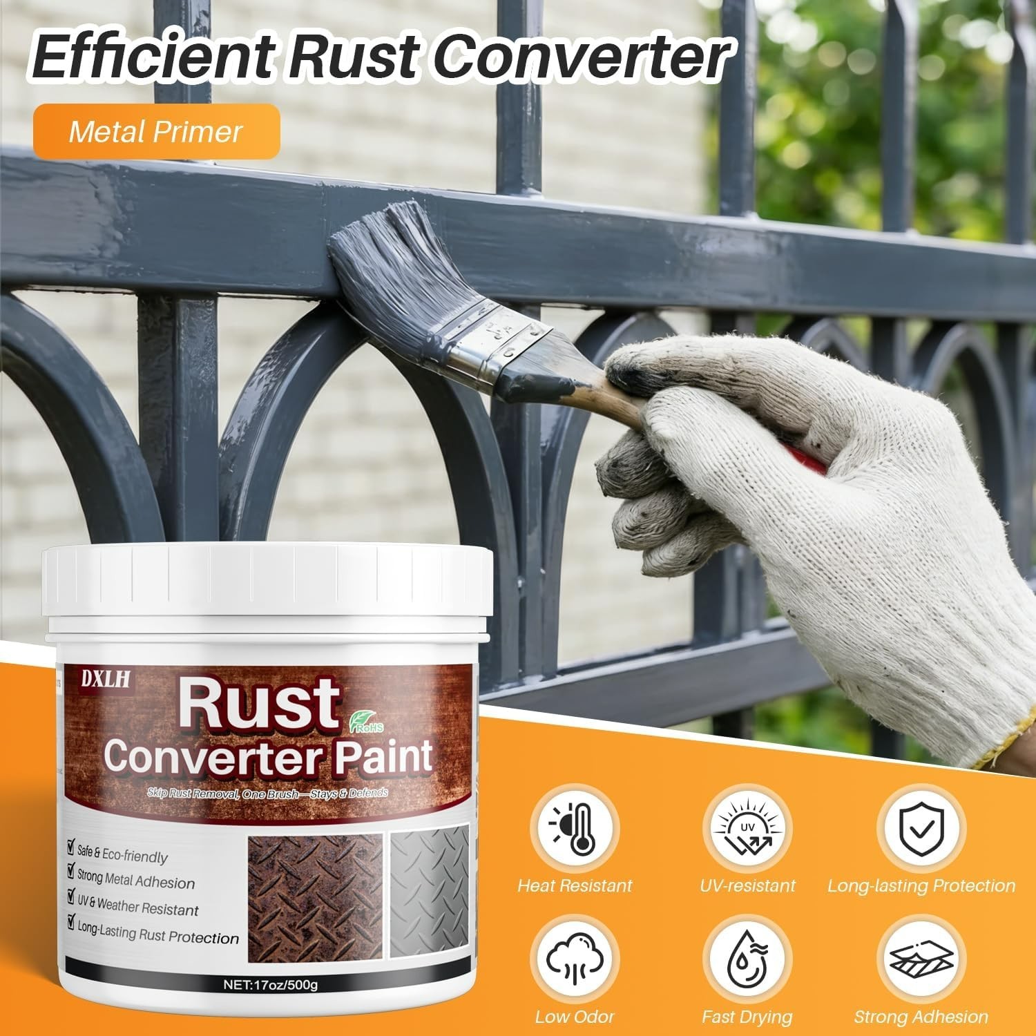 Heavy-Duty 2-in-1 Rust Reformer & Metal Primer – Quick Dry, All-Surface Use