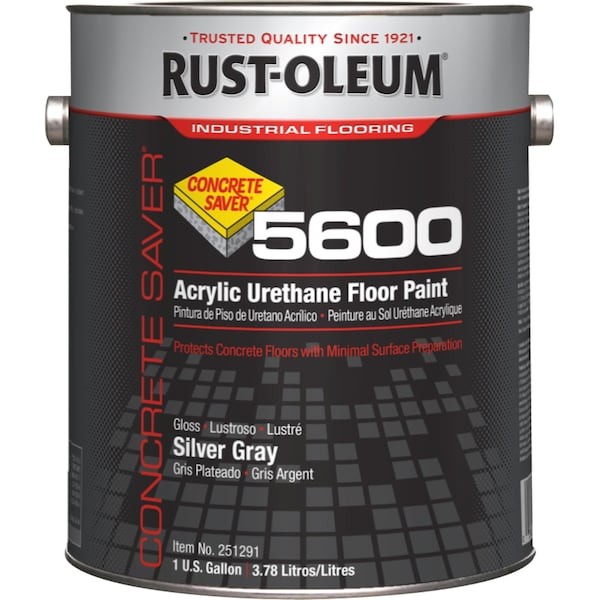 Rust-Oleum 251291 1 Gal Floor Paint, Gloss Finish, Silver Gray, Water Base