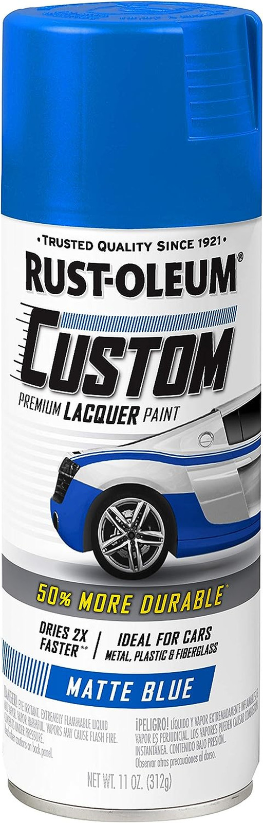 311485 Automotive Custom Lacquer Spray Paint, 11 Oz, Matte Blue