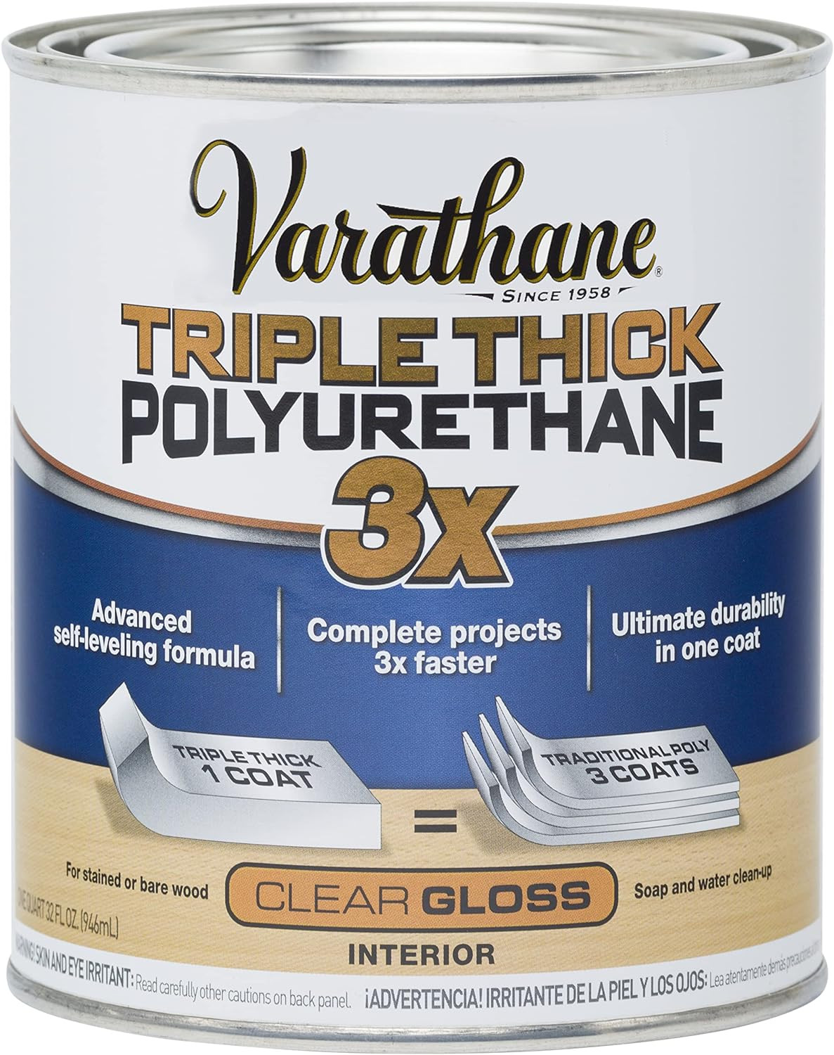 Triple Thick Polyurethane Clear Wood Finish | Self-Leveling Formula | Scratch…