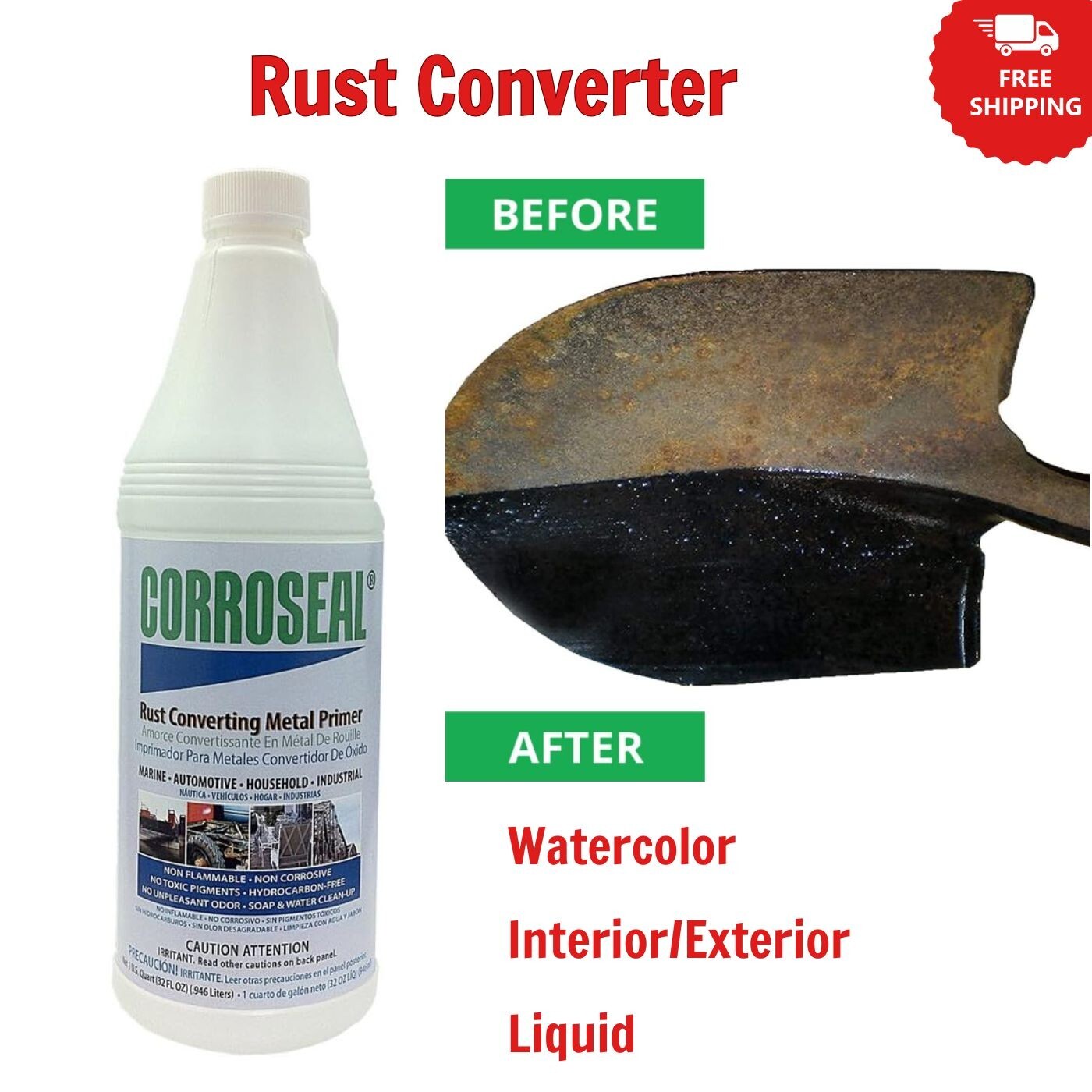 82320 Water-Based Rust Converter Metal Primer, Rust Converter-1 Quarts