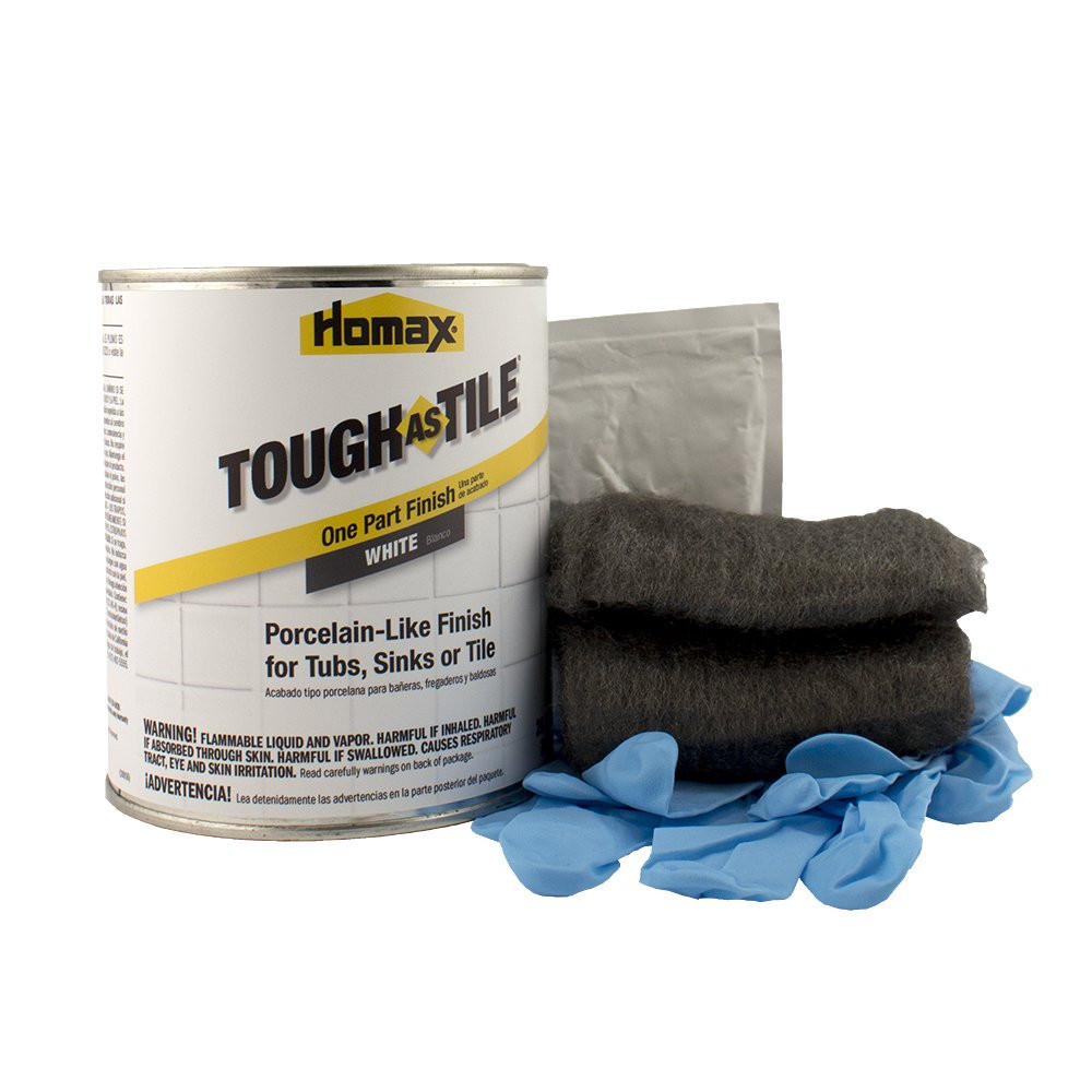 Tub and Tile Refinishing Kit, White, 21 Oz, Brush On, Tough as Tile Kit