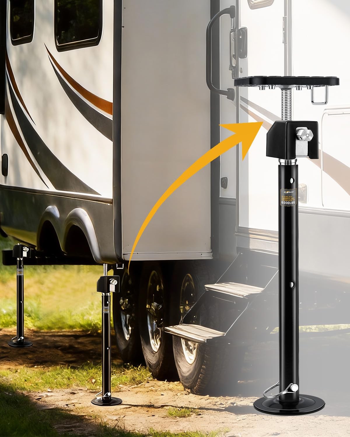 RVSHARK RV Slide Out Support Jacks Set of 2 6000lbs Supports Jack Black Heavy