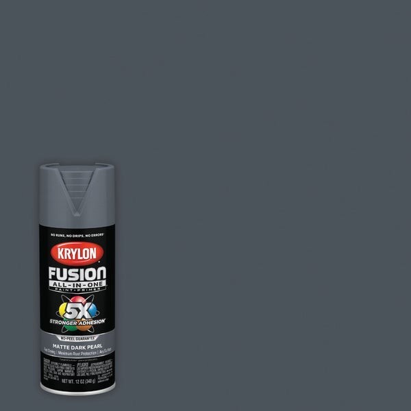 (6)- Krylon Fusion All-In One 12 Oz. Matte Spray Paint, Dark Pearl K02937007