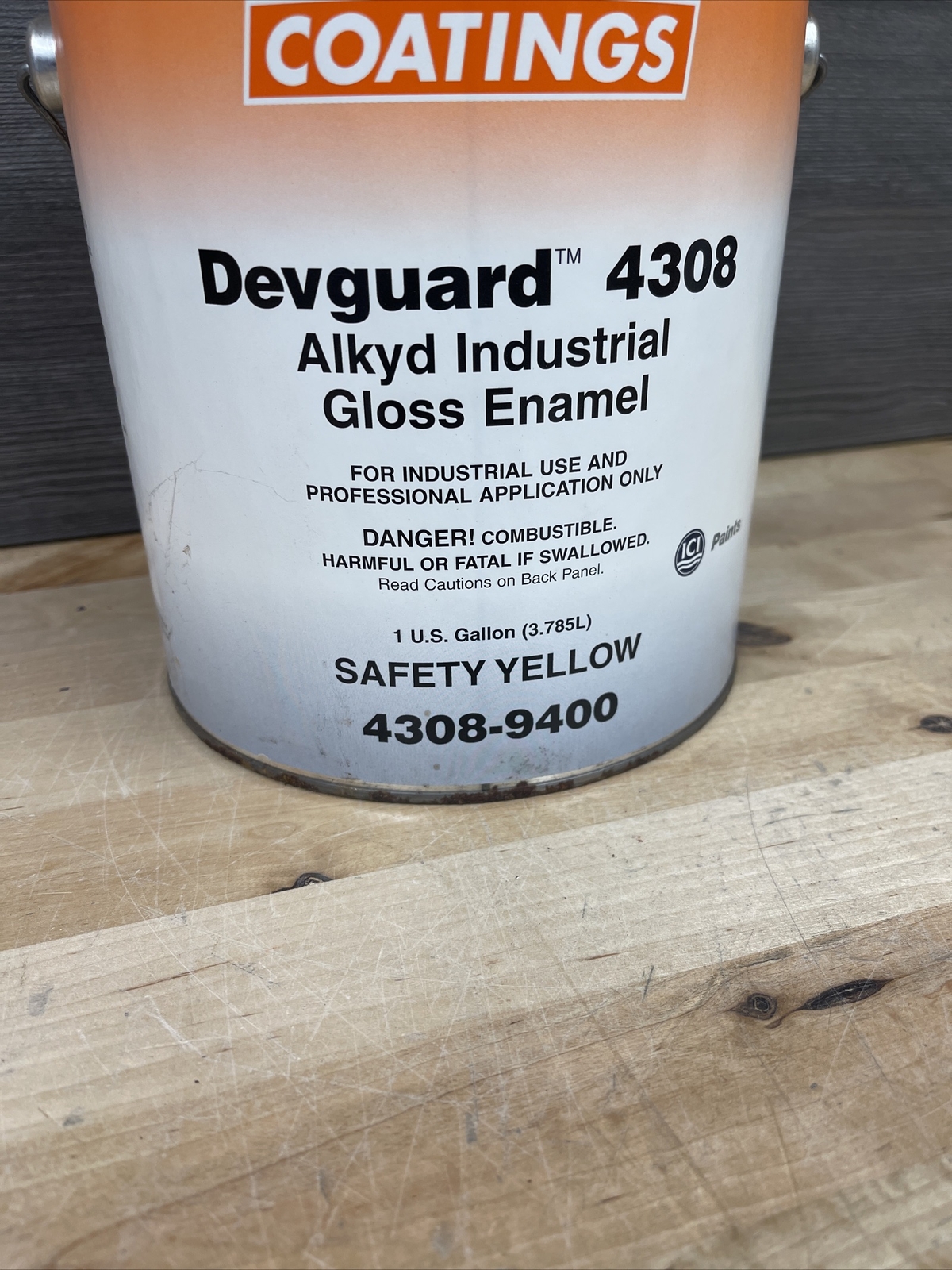 DEVOE DEVGUARD 4308 ALKYD PROTECTIVE GLOSS ENAMEL SAFETY YELLOW 1GAL NEW