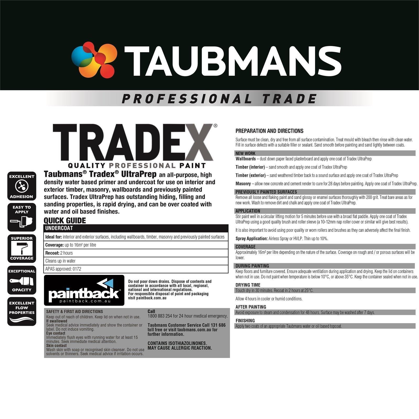 Taubmans Tradex Ultra Prep White Undercoat – 4L