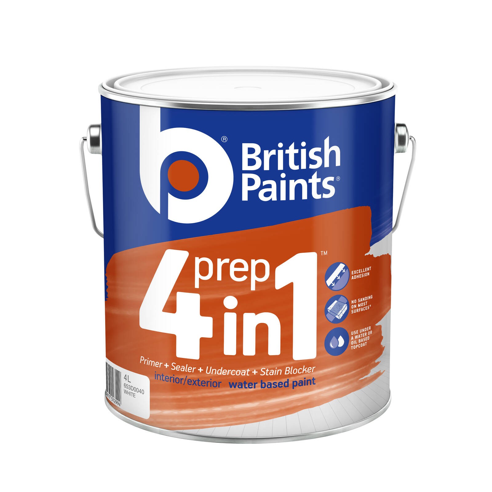 British Paints 4L White Water Based 4 In 1 Prep Primer Sealer Undercoat