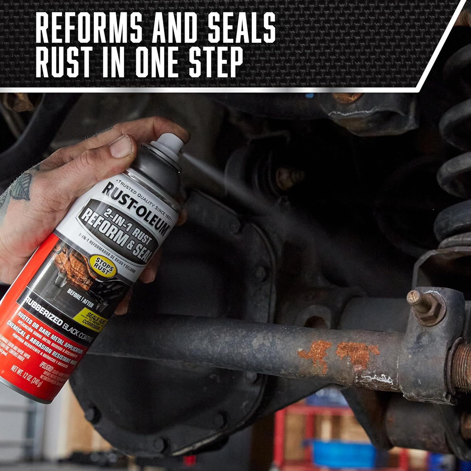 Stops Rust 2-In-1 Rust Reform & Seal Coating Spray, Black | Rust and Corrosion P