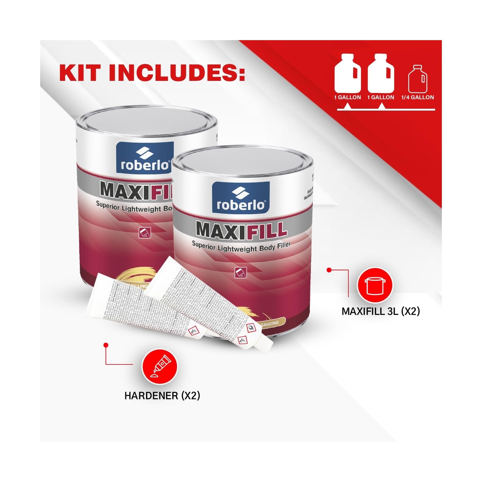 Roberlo Maxifill Superior Lightweight Body Filler – Easy Sanding & Paintab