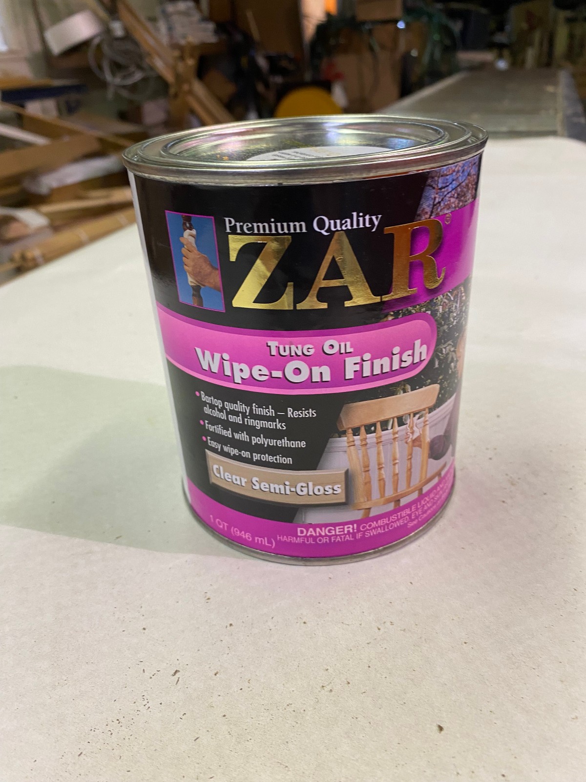 ZAR TUNG OIL WIPE ON FINISH CLEAR SEMI-GLOSS QUART