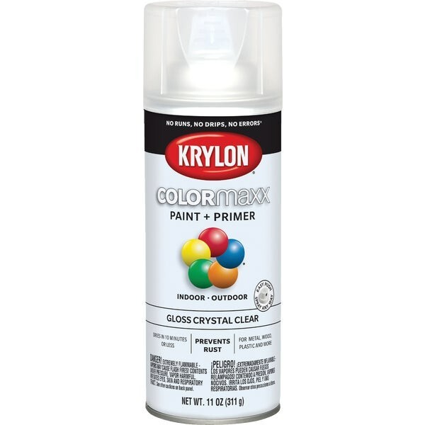 12-Krylon ColorMaxx 11 Oz. Gloss Paint + Primer Spray Paint, Crystal Clear