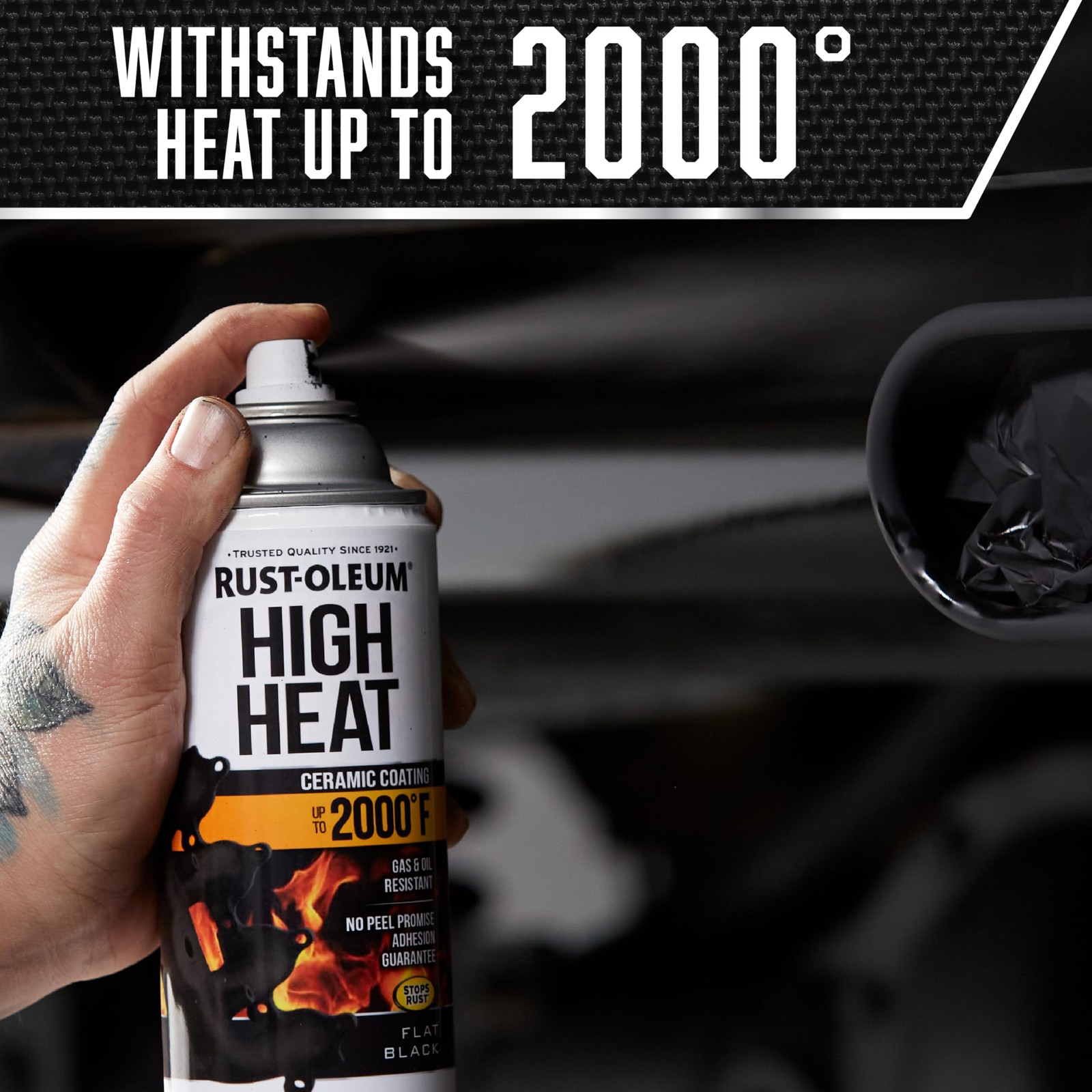 Rust-Oleum 248903 Automotive High Heat Spray Paint, 12 oz, Flat Black