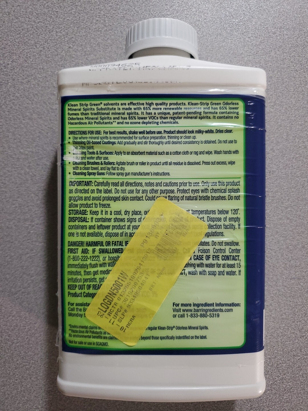 Klean Strip Odorless Mineral Spirits Substitute 1 Quart