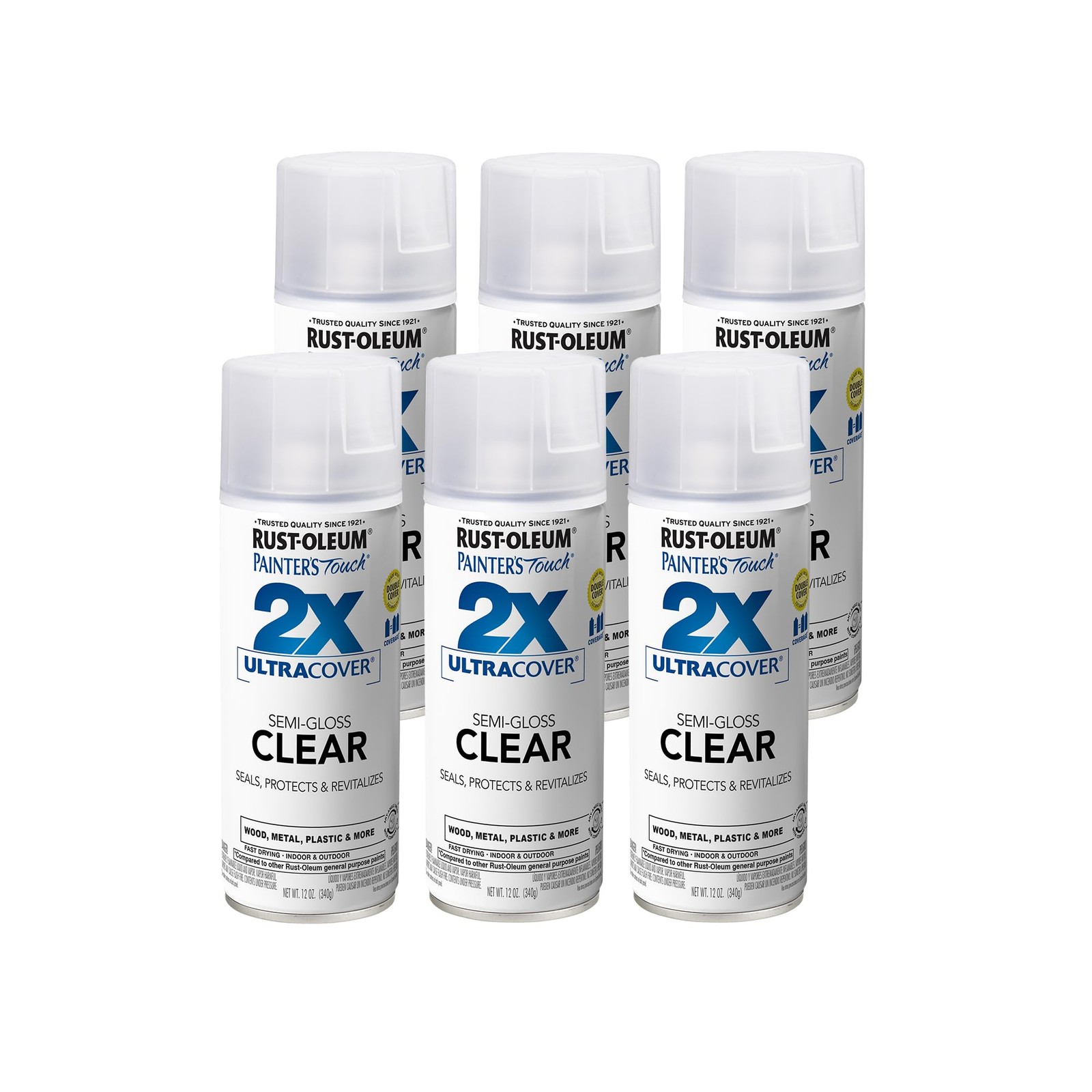 Painter’s Touch 2X Semi Gloss Clear Spray Paint 12 Ounce Pack Of 6 Low Odor