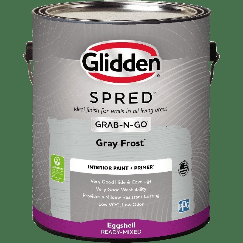 Low VOC Washable Interior Paint & Primer Grey Eggshell Mildew Resistant 1 Gallon